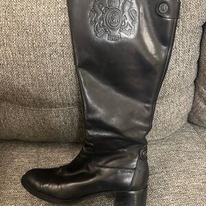Etienne Aigner Costa Signature Crest Black Knee High Riding BootsSize 8.5